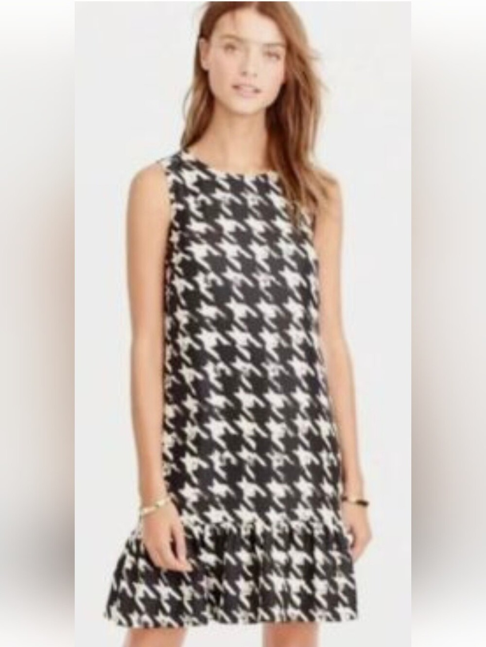 J. Crew Black & White Houndstooth Sleeveless Mini Dress